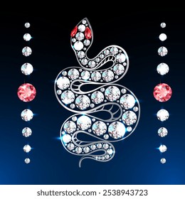 Diamond snake symbol of 2025 Chinese New Year. Vector.