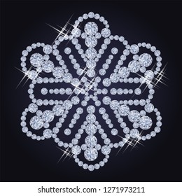 Diamond snowflake background, vector illustration