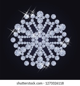Diamond snowflake banner, vector illustration