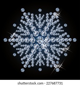 Diamond snowflake card, vector illustration
