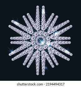 Tarjeta de vacaciones Diamond Snowflake, ilustración vectorial