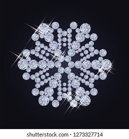 Diamond snowflake wallpaper, vector illustration