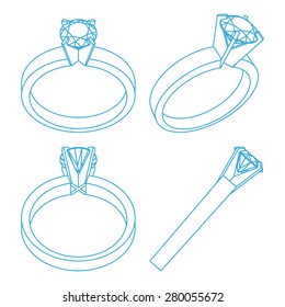 Diamond solitaire engagement rings projections