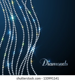 Diamond sparkling beads - eps10 background. Luxury design template.