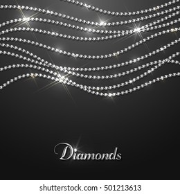 Diamond sparkling beads - eps10 background. Luxury jewelry graphic template. 