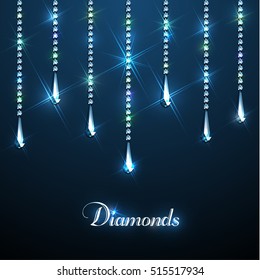 Diamond sparkling beads jewellery background - eps10 . Luxury gemstone chains vector illustration.