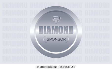 Diamond sponsor stamp sign on Sliver background, Diamond Logo  | vector illustration