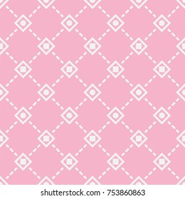 diamond with square and circles seamless pattern on pink background, geometric vector art design