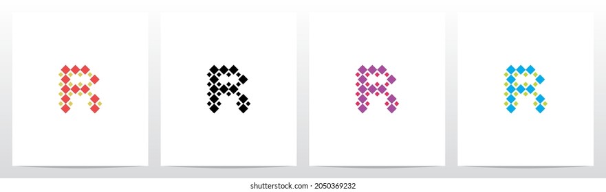 Diseño del logotipo de la letra de forma cuadrada de diamante R