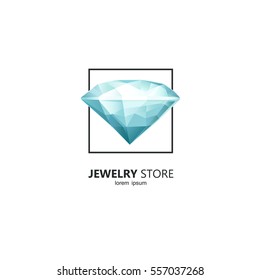 Diamond in a square frame - logo design template in vector.