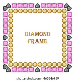 Diamond square frame. Vector jewerly background and place for your text.