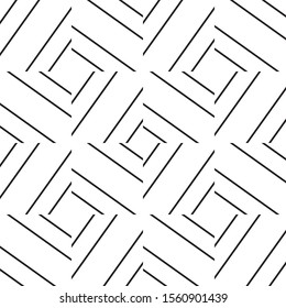Diamond square seamless pattern linear hatch texture black and  white geometric geo background vector illustration.