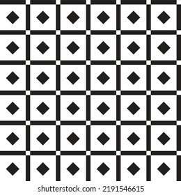 Diamond Square Tilt Cute Schwarz-Weiß BW Scott Plaid Tartan Checkered Line Overlap Intersect Gingham Nahtlose Muster Cartoon Vektorgrafik Printhintergrund Fashion Fabric Picnic