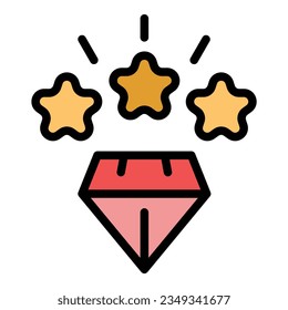 Icono de personal de diamantes, vector de contorno. Seminario práctico. Color plano de la oficina de entrenamiento