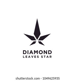 Diamond Star Cannabis Leaf Hemp CBD logo design inspiration