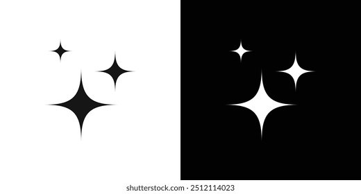 Diamond star icon Black line art vector logo set