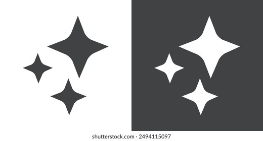 Diamond star icon Flat set in black and white color outline vector