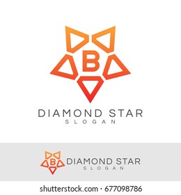 diamond star initial Letter B Logo design