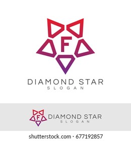 diamond star initial Letter F Logo design