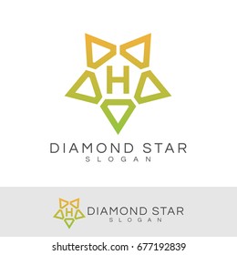 diamond star initial Letter H Logo design
