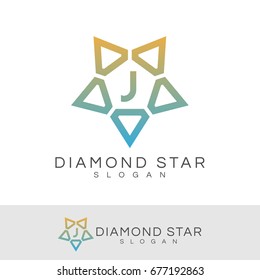 diamond star initial Letter J Logo design