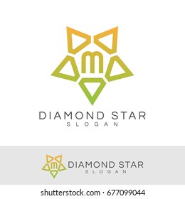 diamond star initial Letter M Logo design
