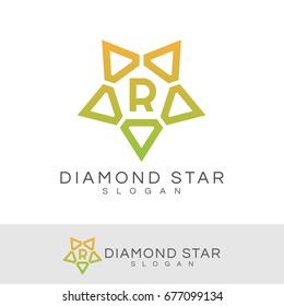 diamond star initial Letter R Logo design