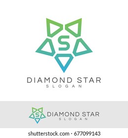 diamond star initial Letter S Logo design