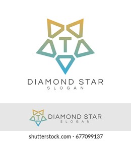 diamond star initial Letter T Logo design
