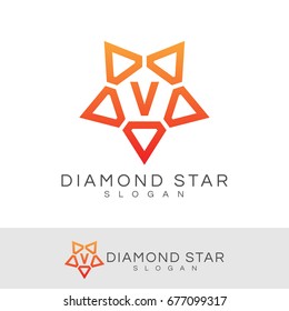 diamond star initial Letter V Logo design