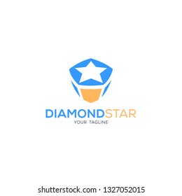 Diamond With Star Logo Icon, Gem Star Logo Template