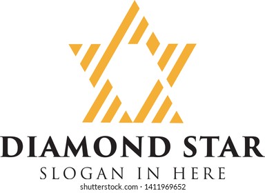 diamond star logo with strip line art style
