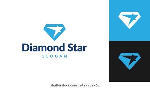 diamond star logo vector illustration, gem jewelry logo template