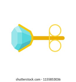 diamond sterling earring, jewelry related icon, flat design