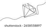 Diamond stone one continuous line drawing, for investment and business purposes. Continuous Line Drawing of Diamond Icon. Line art jewelry concept banner. Vector illustration