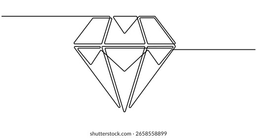 Diamant Stein eine durchgehende Linie Zeichnung, für Investitionen und Geschäftszwecke. Kontinuierliche Linienzeichnung des Diamantsymbols. Banner für das Konzept des Schmuckstücks. Vektorgrafik