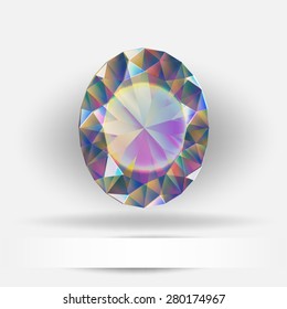Diamond stone with overflow on white background with space for text beautiful sparkling diamond quality vector