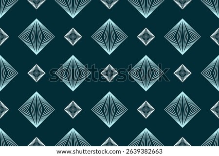 Diamond stripe seamless pattern with dark blue background, featuring modern geometric lines for fabric, abstract pattern, symmetry, wallpaper, digital, packaging design, backdrop, textile, tiles
