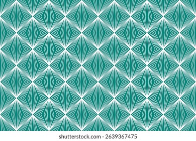 Diamond stripe seamless pattern with green background, featuring modern geometric lines for fabric, abstract pattern, vector, symmetry, wallpaper, digital, packaging design, backdrop, textile, tiles
