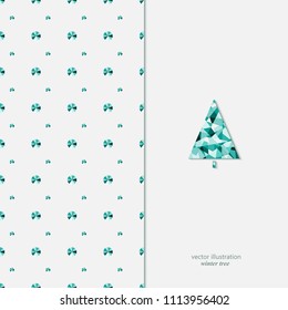 Diamond style textured winter holidays tree background with seamless pattern.
Vector illustration.