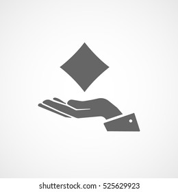 Diamond Suit On Hand Flat Icon On White Background