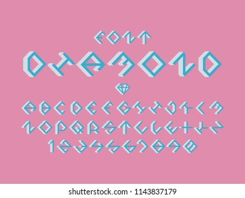 Diamond sweet font. Vector alphabet letters and numbers. Typeface design. 