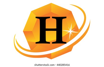 Diamond Swoosh Initial H