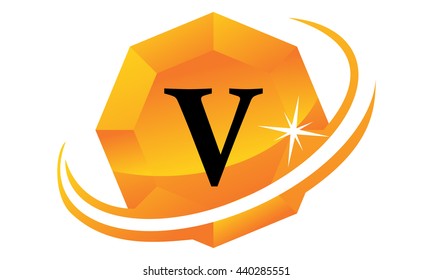 Diamond Swoosh Initial V