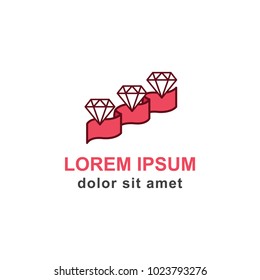 Diamond symbol badge logo vector isolated with badge and ribbon combine, suitable for your jewelry or fashion content