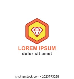 Diamond symbol badge logo vector isolated with badge and ribbon combine, suitable for your jewelry or fashion content