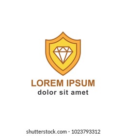 Diamond symbol badge logo vector isolated with badge and ribbon combine, suitable for your jewelry or fashion content