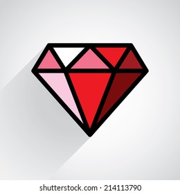 Diamond symbol casting shadow, Illustration