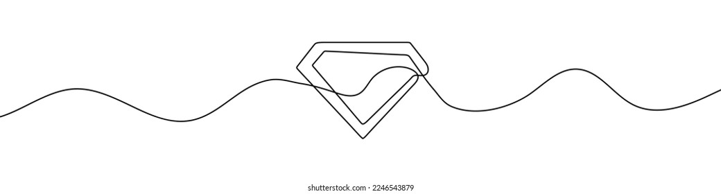 Diamond symbol in continuous line drawing style. Line art of gem icon. Vector illustration. Abstract background