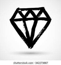 Diamond symbol, grunge vector
